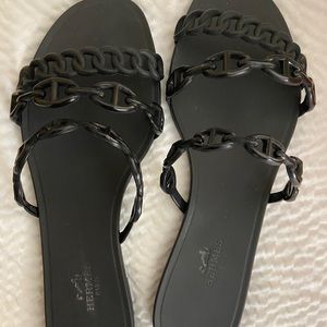 Hermès Rubber Chaine d’Ancre Rivage Sandals 37